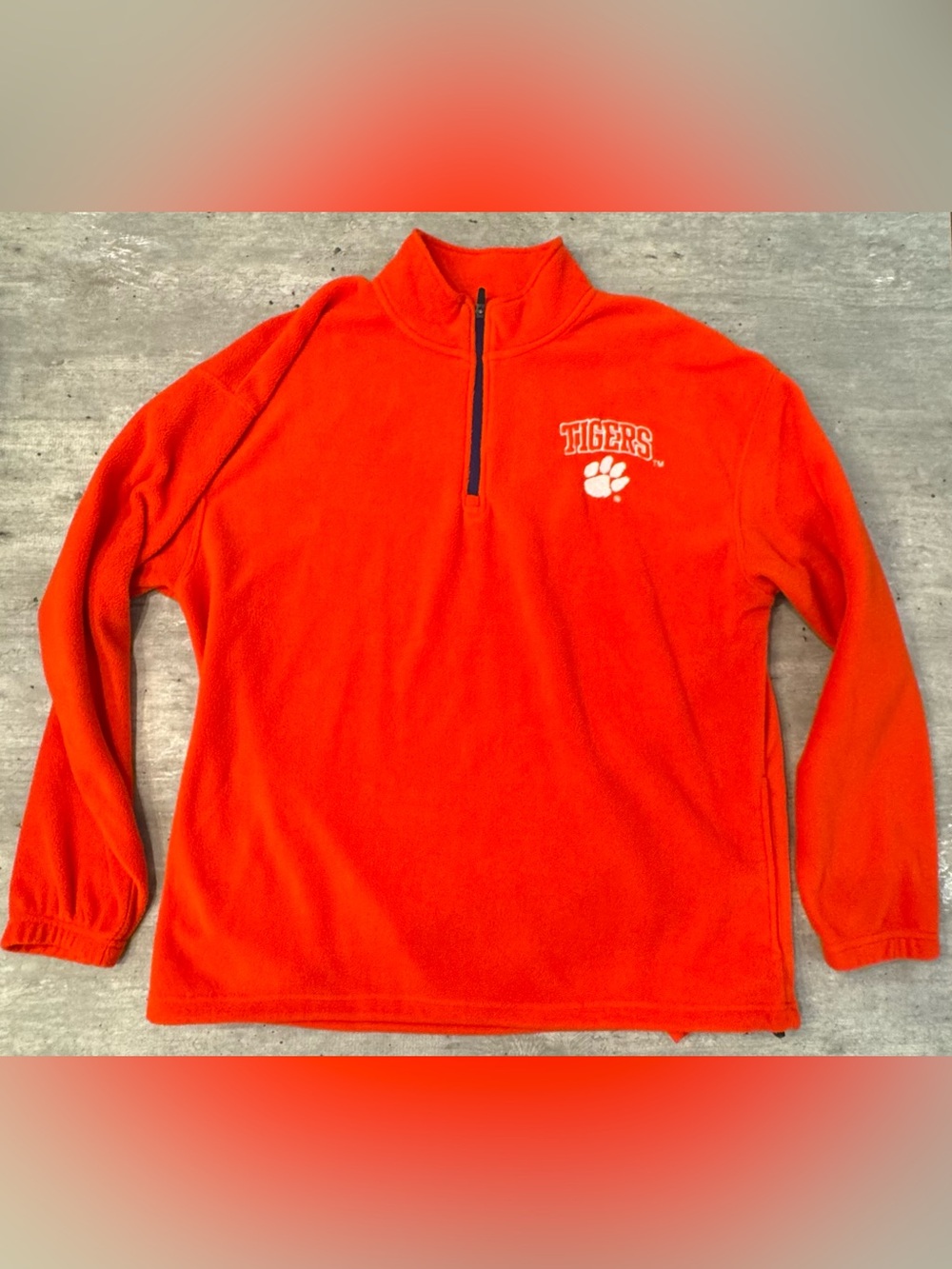 Clemson Tigers Orange Fleece 1/4 Zip Pullover Embroidered Logo NCAA, Size XL